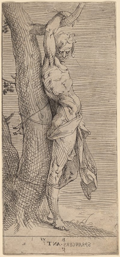 St. Sebastian, bundet til et tre av Bartholomaeus Spranger