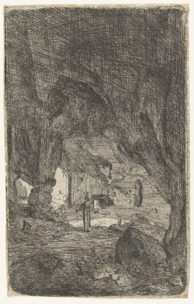 Interiør i en hule Hulen ved Valmontane. Romerske ruiner (serietittel) Verscheyden gikk inn i falleferdig bygning Soo as buyten Romen (serietittel) av Bartholomeus Breenbergh