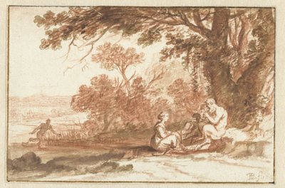 Landskap med nymfen Korsika og satyren av Bartholomeus Breenbergh