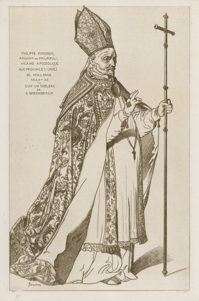 Philippe Rovenius, erkebiskop av Philipopoli, apostolisk vikar, til de forente provinsene i Holland, 1648-55. Etter et maleri av B Breenbergh av Bartholomeus Breenbergh