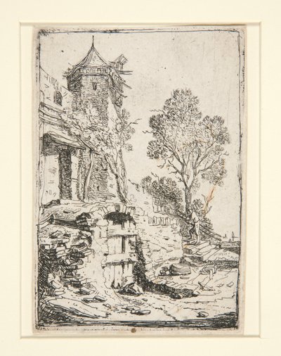 Huset nær det sekskantede tårnet av Bartholomeus Breenbergh