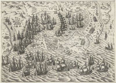 Slaget ved Cadiz, 1596 av Bartholomeus Willemsz. Dolendo (attributed to)