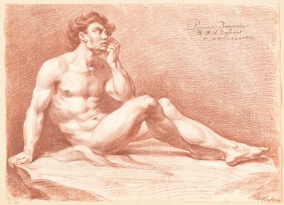 Sittende naken mann, sett fra siden (1. premie 1788) av Bartholomeus Ziesenis