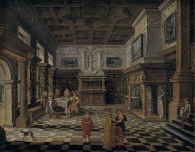 Overdådig renessanseinteriør med bankett av Bartholomeus van Bassen