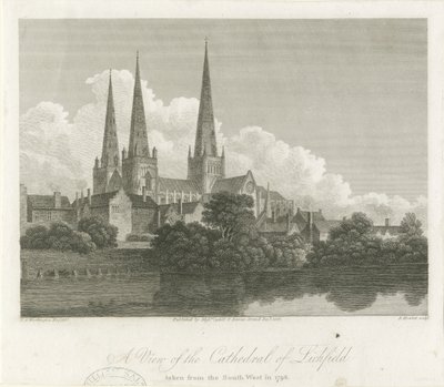 Lichfield Cathedral - South West View: gravering, 1796 av Bartholomew Howlett