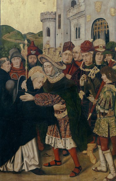 Kong Ferdinand I av Castilla ønsket den hellige Dominic av Silos velkommen, 1478-1480 av Bartolomé Bermejo