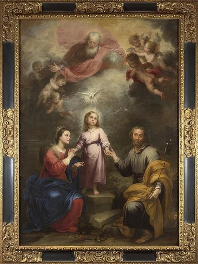 Den himmelske og jordiske treenigheten. Rundt 1675-82 av Bartolomé Esteban Murillo