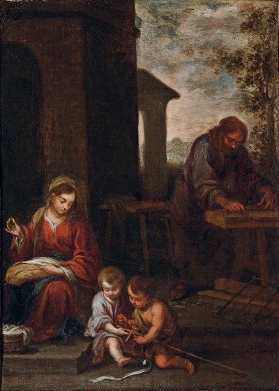 Den hellige familie med spedbarnet St. Johannes døperen, 1660-70 av Bartolomé Esteban Murillo