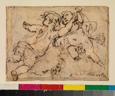To putti på skyer, 1675-79 av Bartolomé Esteban Murillo