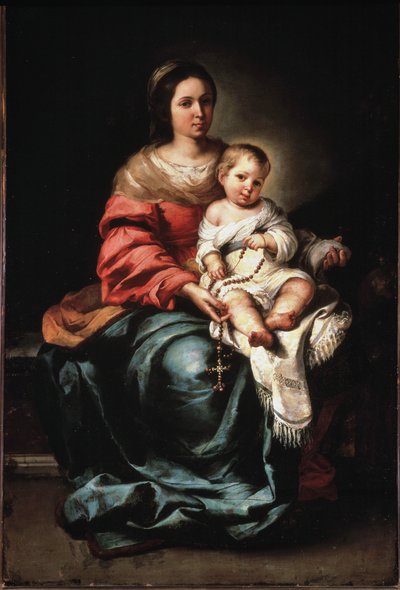 Jomfru av rosenkransen - olje på lerret, ca 1650 av Bartolomé Esteban Murillo
