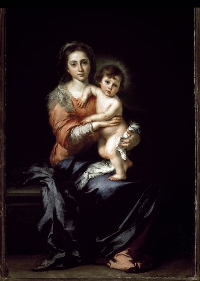 Jomfru med barn - olje på lerret av Bartolomé Esteban Murillo