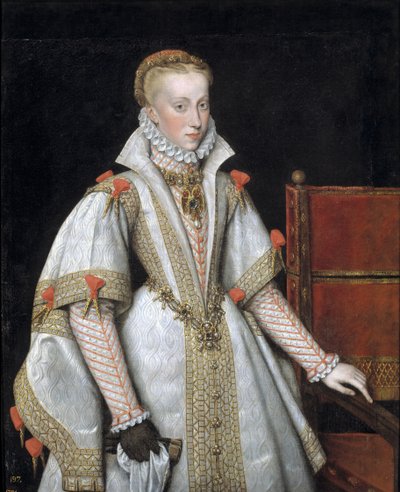 Portrett av Anna av Østerrike 1549–1580, dronningkonsort av Spania, 1616 av Bartolomé González y Serrano