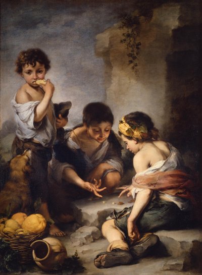 Gutter som spiller terninger av Bartolomé Esteban Murillo