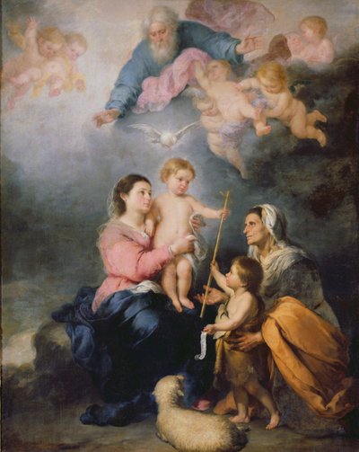 Den hellige familie eller jomfruen av Sevilla (olje på lerret) av Bartolomé Esteban Murillo