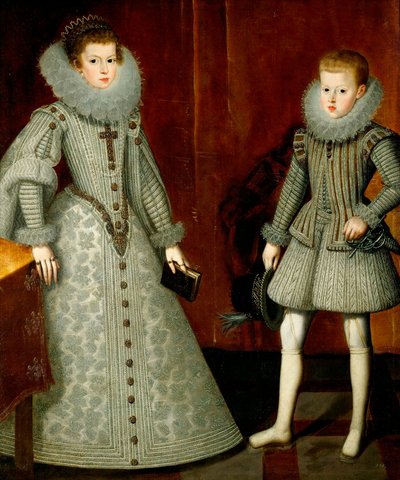 ""Portrett av Anne av Østerrike og hennes bror Philip (den gang Filip IV av Spania)"" (The Infante Philip, senere kong Filip IV av Spania (1605-1665) og hans søster Anne av Østerrike (1601-1666) ) Maleri av Bartolome Gonzalez y Serrano (1564–1627) av Bartolome Gonzalez