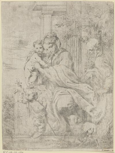 Hellig familie med den unge døperen Johannes av Bartolomeo Biscaino
