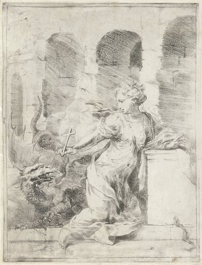 Margaret av Antiokia trosser dragen av Bartolomeo Biscaino