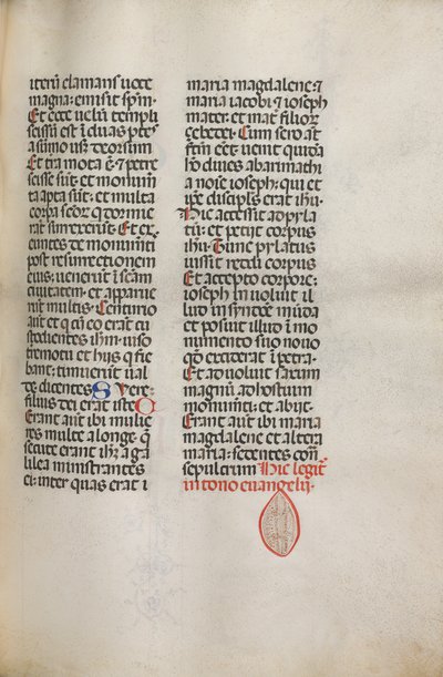 Missale: Fol. 122: inneholder musikk for Hely Hely Lama etc. innenfor St. Mattion Passion, 1469. av Bartolomeo Caporali