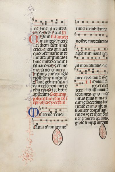 Missale: Fol. 177v: Musikk til forskjellige vanlige bønner, 1469. av Bartolomeo Caporali