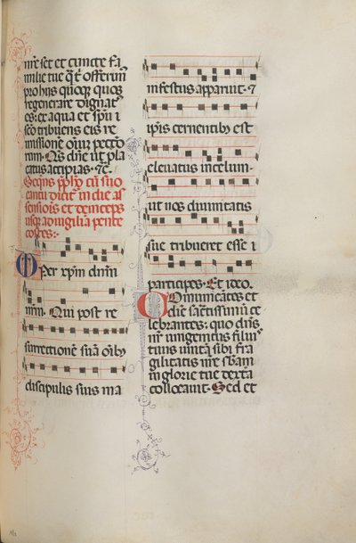 Missale: Fol. 180: Musikk til forskjellige vanlige bønner, 1469. av Bartolomeo Caporali