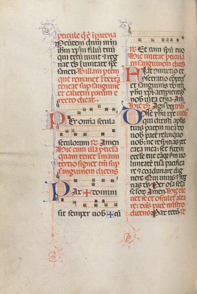 Missale: Fol. 190v: Musikk til forskjellige bønner, 1469. av Bartolomeo Caporali