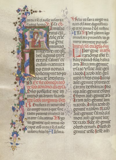 Missale: Fol. 311v: Saint Anne holder den nyfødte jomfruen, 1469. av Bartolomeo Caporali