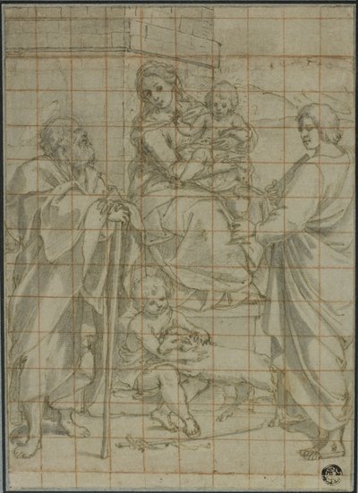 Hellig familie med Johannes evangelisten og spedbarnet døperen Johannes av Bartolomeo Cesi