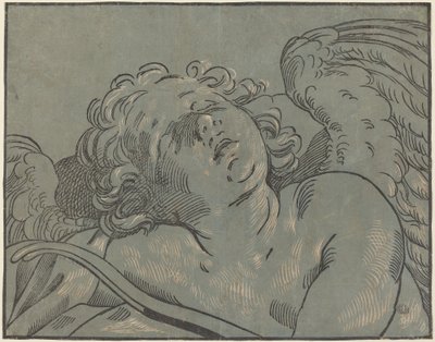 Amor sover av Bartolomeo Coriolano after Guido Reni