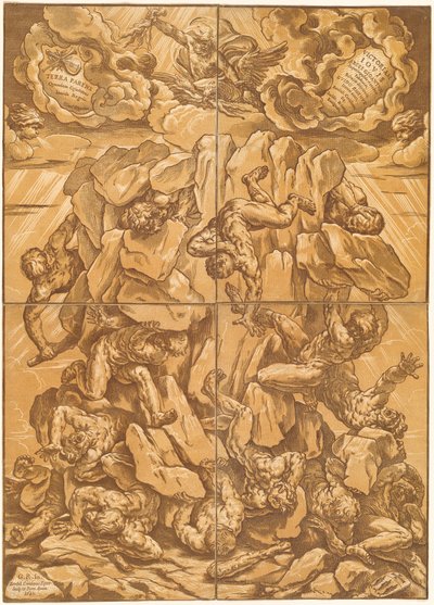 Kjempenes fall av Bartolomeo Coriolano after Guido Reni