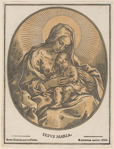 Jomfru og barn av Bartolomeo Coriolano after Guido Reni