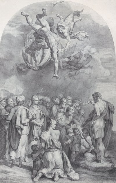 Plate 41: Døperen Johannes forkynner for en stor folkemengde og døper barn, 1756. Skapere: Bartolomeo Crivellari, Gabriel Söderling. av Bartolomeo Crivellari, Gabriel Söderling