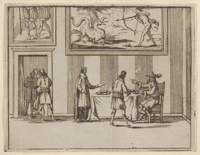 Francesco I d'Este instruerer at almisser skal gis til de fattige, fra L'Idea di un Princip..., 1659. av Bartolomeo Fenice