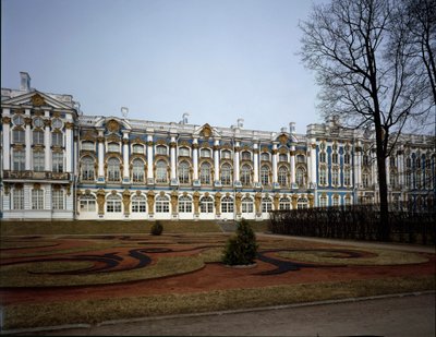 Utsikt over palasset Catherine (Tsarskoie Selo eller Tsarskoye Selo) realisert av arkitekten Bartolomeo Francesco Rastrelli (ca. 1700-1771) 1752-1756, Pushkin (Pushkin) Russland av Bartolomeo Franceso Rastrelli