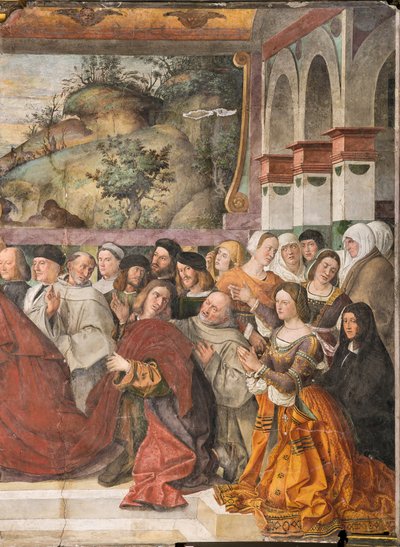 Kardinal Guido av Monfort åpner den helliges ark, den helliges skole, detalj av 2196216 av Bartolomeo Montagna