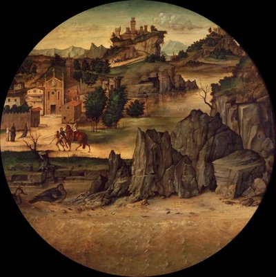 Landskap med slott, slutten av 1400-tallet. av Bartolomeo Montagna