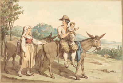 En bondefamilie og to esler av Bartolomeo Pinelli