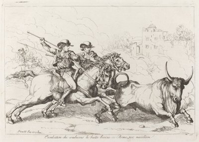 Storfe drevet til slakt i Roma (Plate 16) av Bartolomeo Pinelli