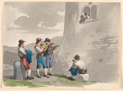 Tegning, Serenaden, 1807–08 av Bartolomeo Pinelli