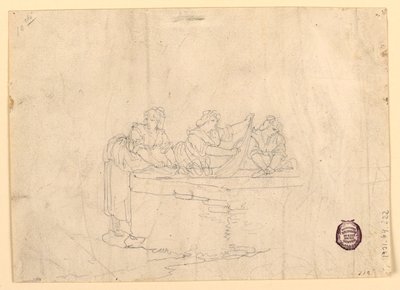 Tegning, Tre kvinner som vasker seg, 1800–25 av Bartolomeo Pinelli