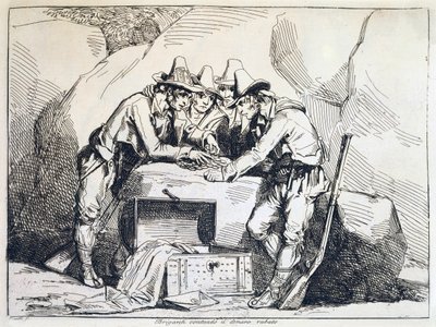 Gruppe av banditter, av Bartolomeo Pinelli (1781-1835), gravering av Bartolomeo Pinelli