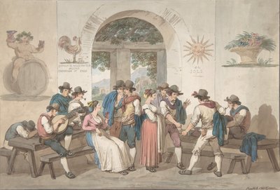 Interiør i et romersk vertshus, 1817., 1817. av Bartolomeo Pinelli