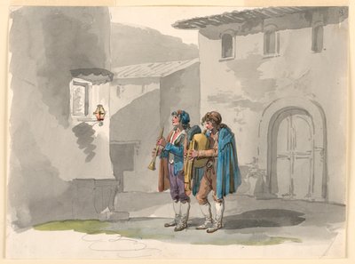 "Pifferari," Two Pipers fra Abruzzi i Roma av Bartolomeo Pinelli