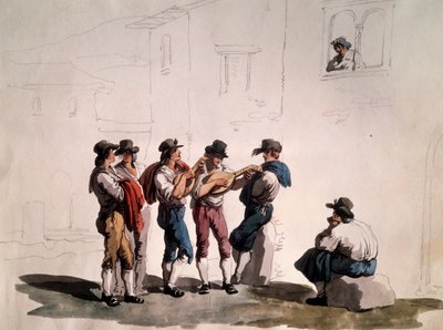 Serenade, av Bartolomeo Pinelli (1781-1835), Italia av Bartolomeo Pinelli