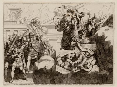 Selvmord til Hasdrubals kone (etsing) av Bartolomeo Pinelli