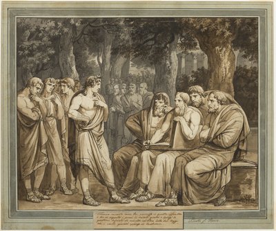 Telemachus beskriver hvordan han ble tatt opp i forsamlingen på Kreta, fra The Adventures of Telemachus, bok 5 av Bartolomeo Pinelli