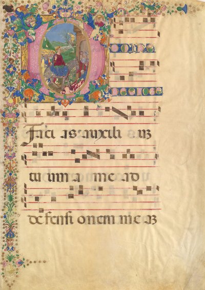 Manuskriptblad med inntog i Jerusalem på palmesøndag i en første D..., 1400-1500-tallet. av Bartolomeo di Domenico di Guido