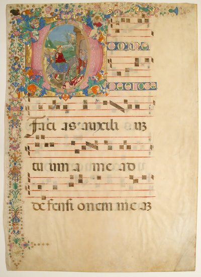 Manuskriptblad med inntog i Jerusalem på palmesøndag i en første D..., 1400-1500-tallet. av Bartolomeo di Domenico di Guido