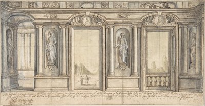 Design for en malt veggdekorasjon for Palazzo Massimo all'Aracoeli Roma, 1683. av Basilio Briccio