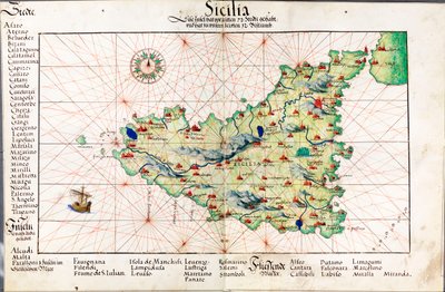 Kart over Sicilia av Battista Agnese