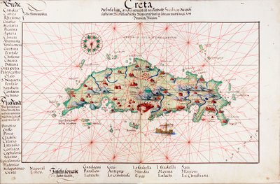 Kart over Kreta 1554 av Battista Agnese